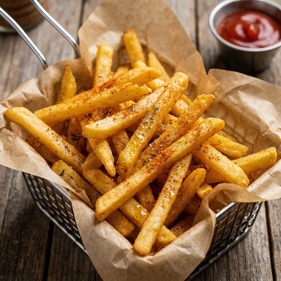 Crispy golden seasoned fries