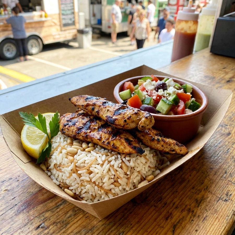 Char-grilled marinated chicken breast plate