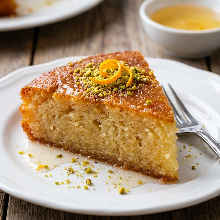 Revani semolina sponge cake in citrus syrup