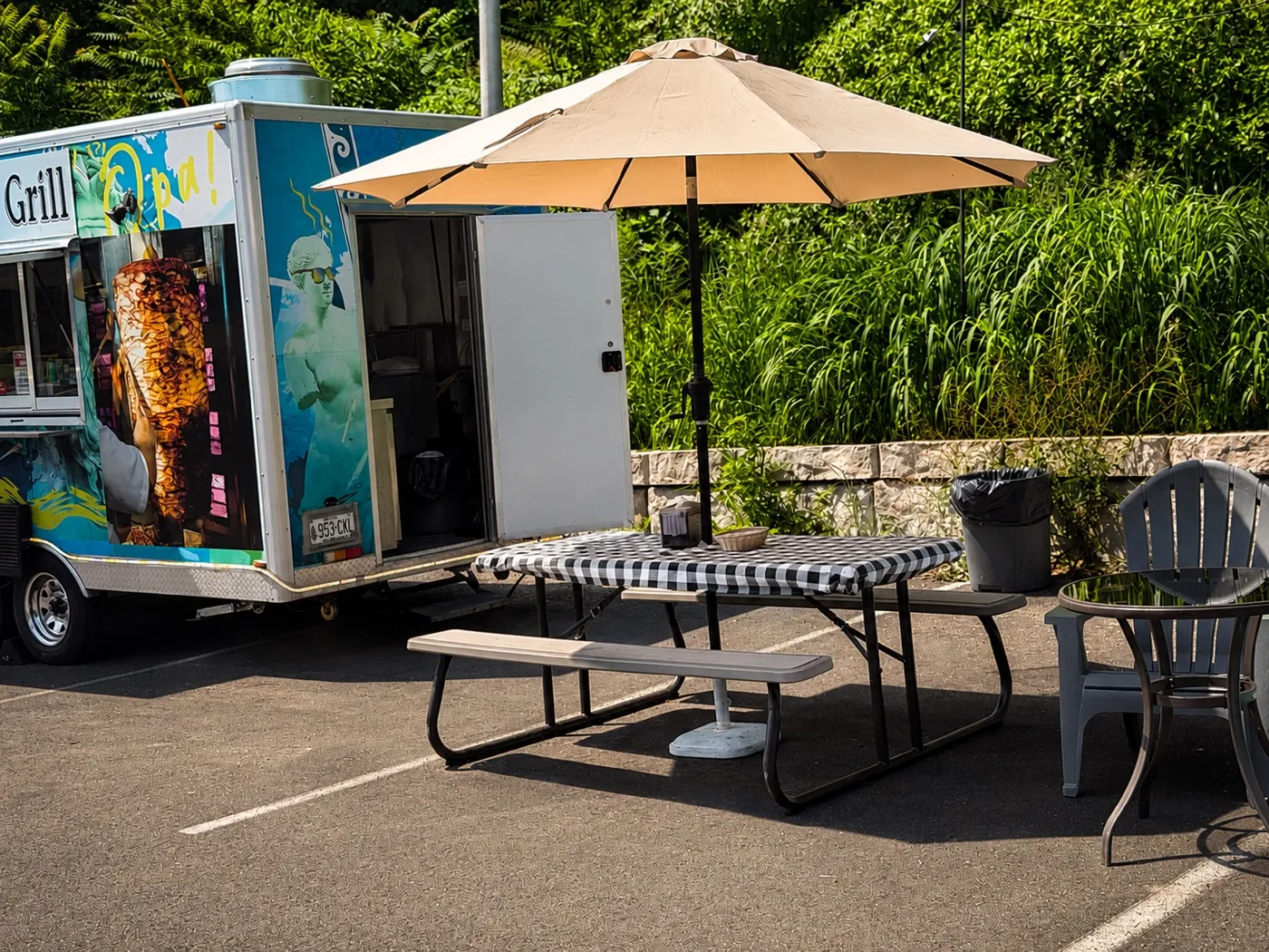 Mediterranean Grill food truck and outdoor seating in Bristol