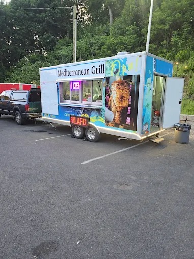 Mediterranean Grill trailer at dusk